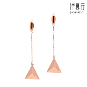 18k玫瑰金时尚耳环几何系列简约风耳环