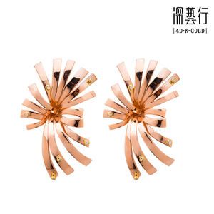 深艺行轻奢新时尚18K玫瑰金耳环烟花系列女款耳环